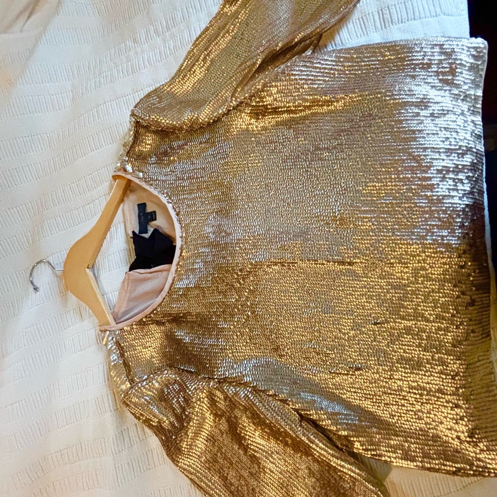 J. Crew Shimmering Gold Sequin Blouse - Picture 3 of 10